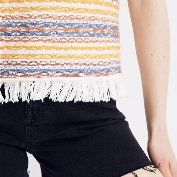 MADEWELL Fringe Jacquard Short Sleeve Sweater Size S - Picture 6 of 11